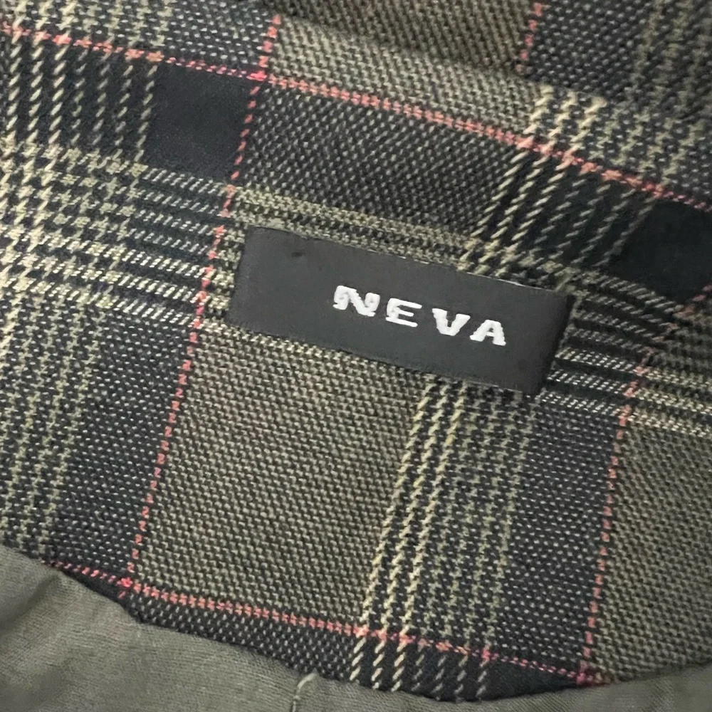 Vintage 90s Y2K Green Plaid Boyfriend Blazer Oversized Preppy Dark Academia